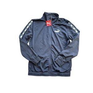 Puma Grey Track Jacket Mens Size M Full Zip Pockets White Tape Active NWT